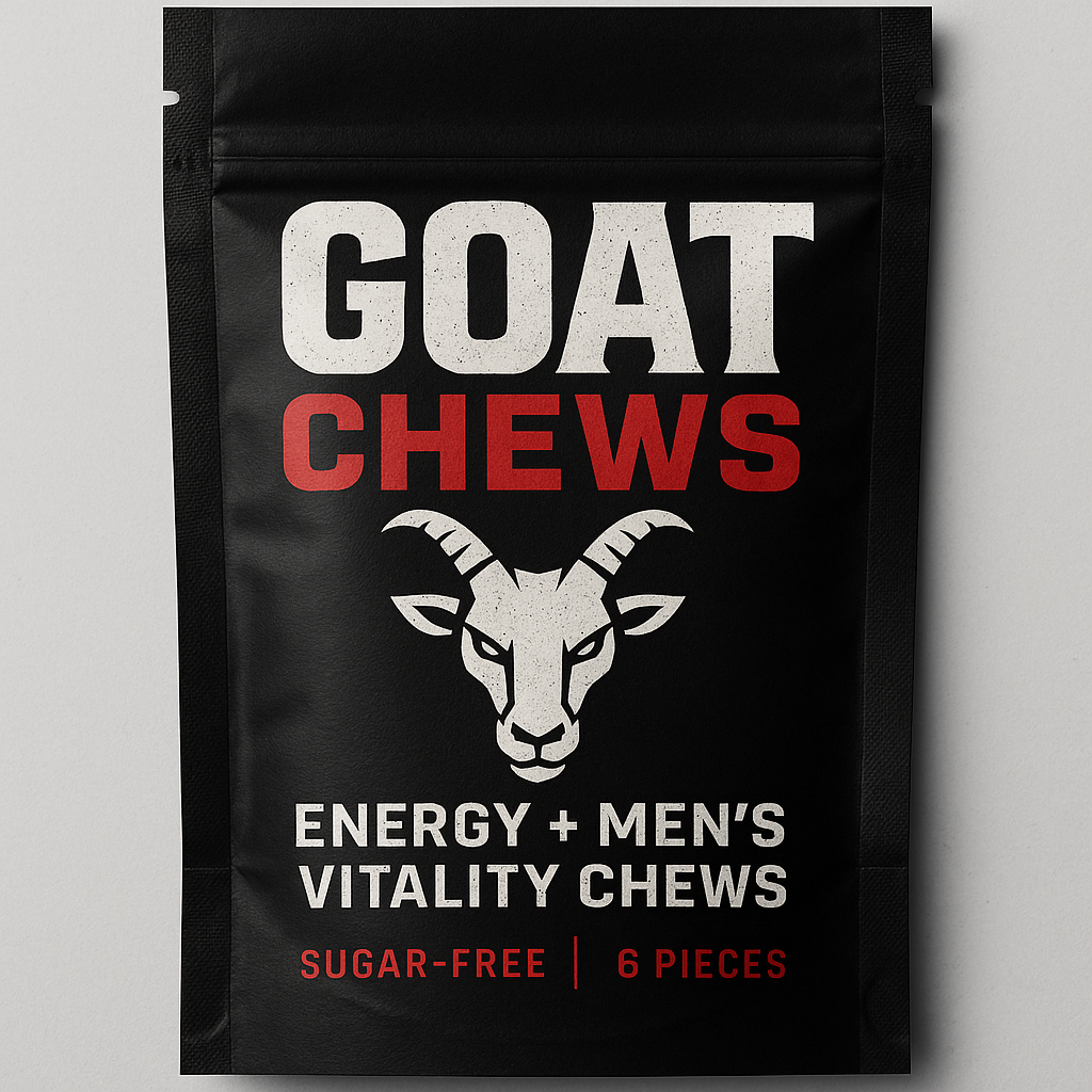 GOAT CHEWS™ – Energy + Men’s Vitality Chewing Gum | Caffeine, Ashwagandha, B-Vitamins & Zinc