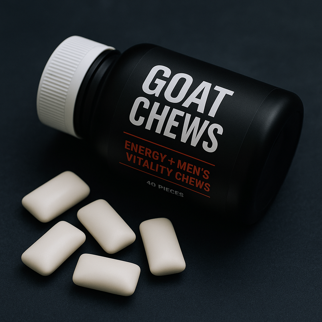 GOAT CHEWS™ – Energy + Men’s Vitality Chewing Gum | Caffeine, Ashwagandha, B-Vitamins & Zinc
